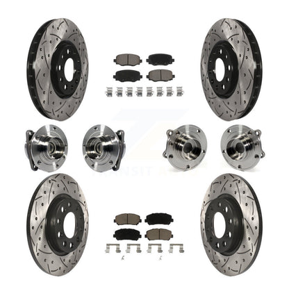 Hub Bearing Coated Brake Rotor & Pads Front Rear Kit (10Pc) For Chrysler 200 FWD