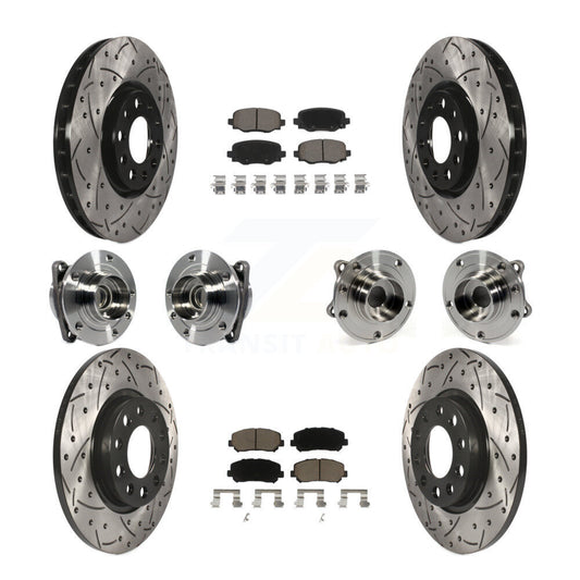Hub Bearing Coated Brake Rotor & Pads Front Rear Kit (10Pc) For Chrysler 200 FWD