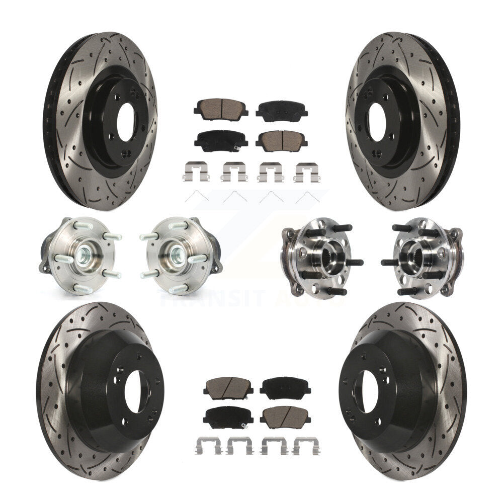 Hub Bearing Coated Brake Rotor Pad Front Rear Kit For Hyundai Santa Fe Sport FWD