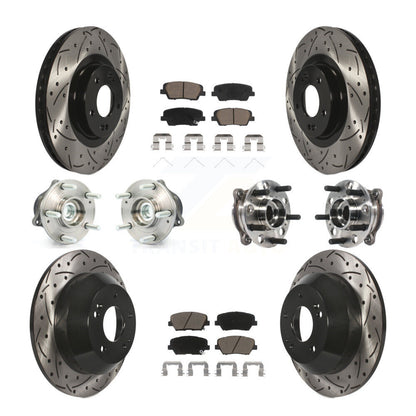 Hub Bearing Coated Brake Rotor Pad Front Rear Kit For Hyundai Santa Fe Sport FWD