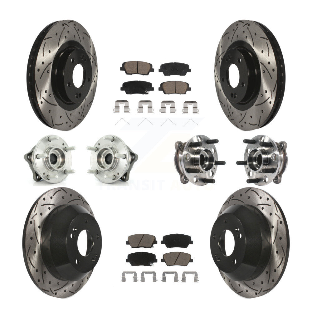 Hub Bearing Coated Brake Rotor Pad Front Rear Kit For Hyundai Santa Fe Sport AWD