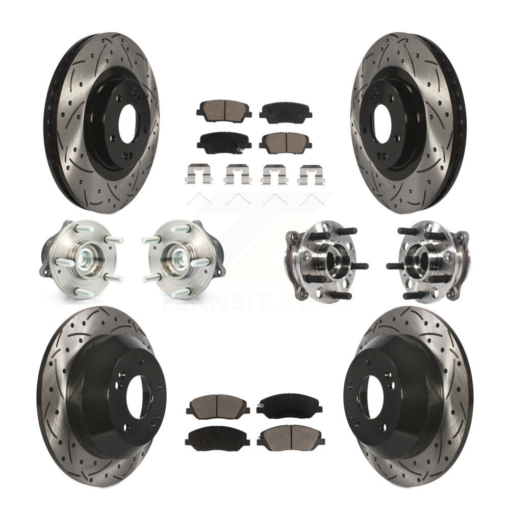 Hub Bearing Coated Brake Rotor Pad Front Rear Kit (10Pc) For Hyundai Santa Fe XL
