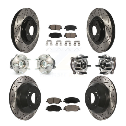 Hub Bearing Coated Brake Rotor Pad Front Rear Kit (10Pc) For Hyundai Santa Fe XL