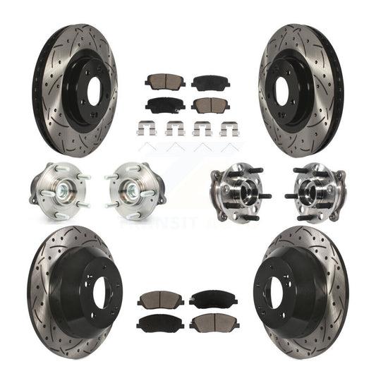 Hub Bearing Coated Brake Rotor Pad Front Rear Kit (10Pc) For Hyundai Santa Fe XL