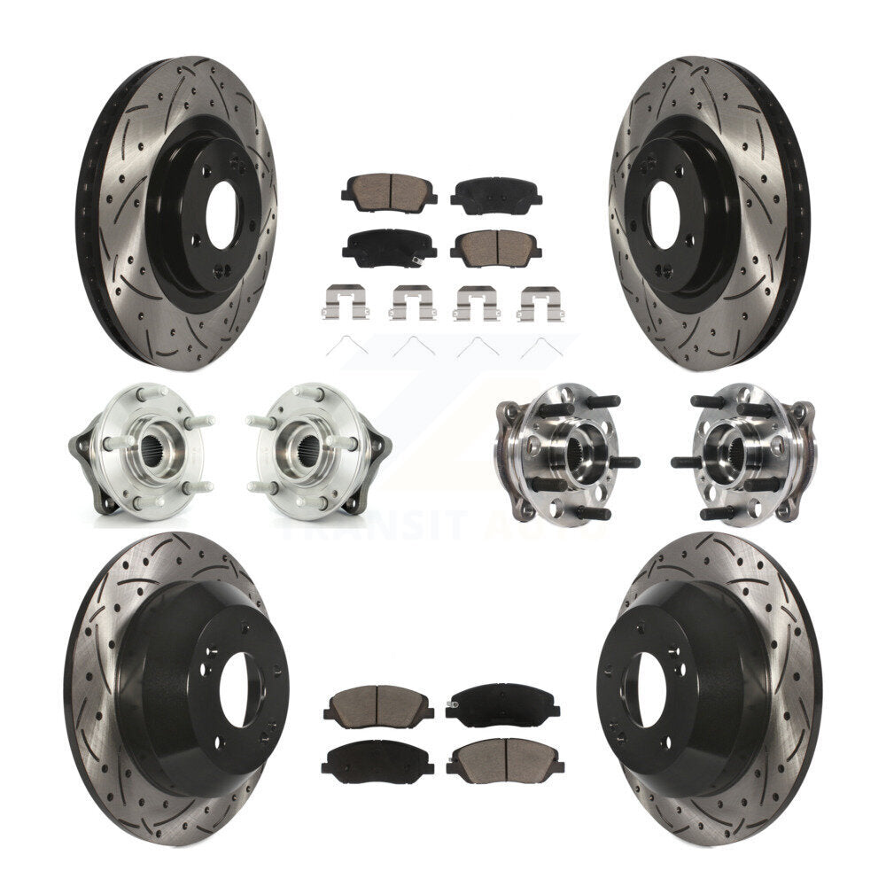 Hub Bearing Coated Brake Rotor Pad Front Rear Kit (10Pc) For Hyundai Santa Fe XL