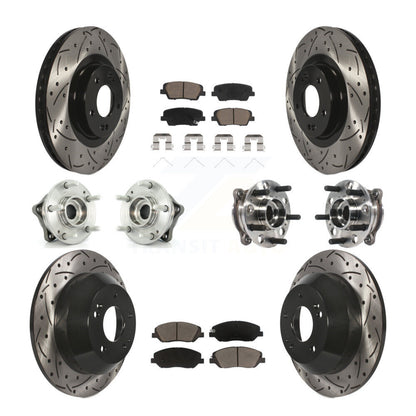 Hub Bearing Coated Brake Rotor Pad Front Rear Kit (10Pc) For Hyundai Santa Fe XL