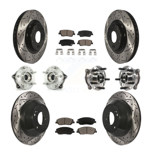 Hub Bearing Coated Brake Rotor Pad Front Rear Kit (10Pc) For Hyundai Santa Fe XL