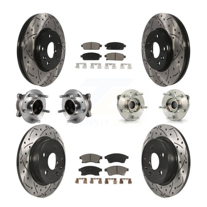 Hub Bearing Coated Brake Rotor And Pad Front Rear Kit (10Pc) For Chevrolet Cruze