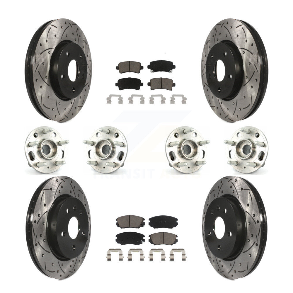Hub Bearing Coated Brake Rotor & Pads Front Rear Kit (10Pc) For Chevrolet Malibu