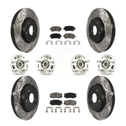 Hub Bearing Coated Brake Rotor & Pads Front Rear Kit (10Pc) For Chevrolet Malibu