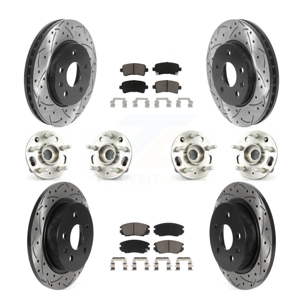 Hub Bearing Coated Brake Rotor & Pads Front Rear Kit (10Pc) For Chevrolet Malibu