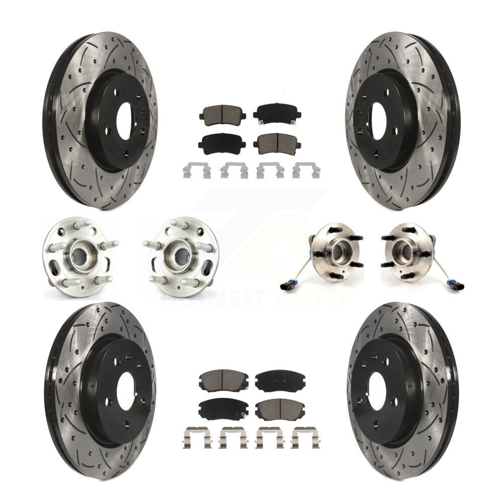 Hub Bearing Coated Brake Rotor & Pad Front Rear Kit (10Pc) For 2010 Buick Allure