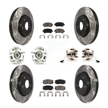 Hub Bearing Coated Brake Rotor & Pad Front Rear Kit (10Pc) For 2010 Buick Allure