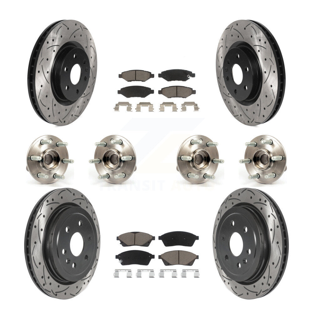 Hub Bearing Coated Brake Rotor & Pad Front Rear Kit (10Pc) For Cadillac SRX Saab