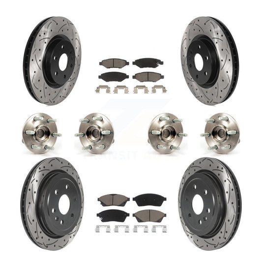Hub Bearing Coated Brake Rotor & Pad Front Rear Kit (10Pc) For Cadillac SRX Saab