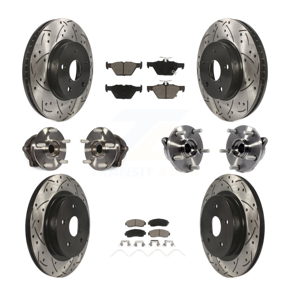 Hub Bearing Coated Brake Rotor Pads Front Rear Kit (10Pc) For Subaru Legacy 2.5L