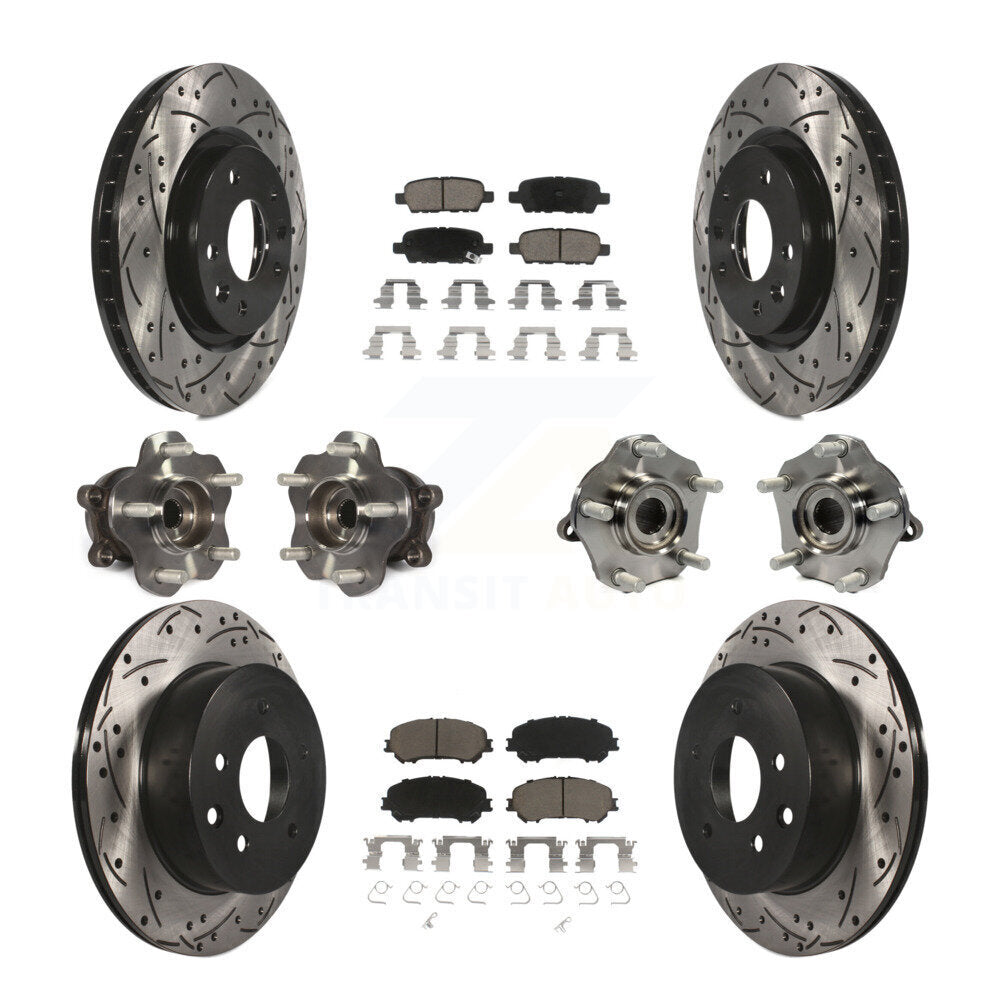Hub Bearing Coated Brake Rotor Pads Front Rear Kit (10Pc) For Nissan Rogue Sport