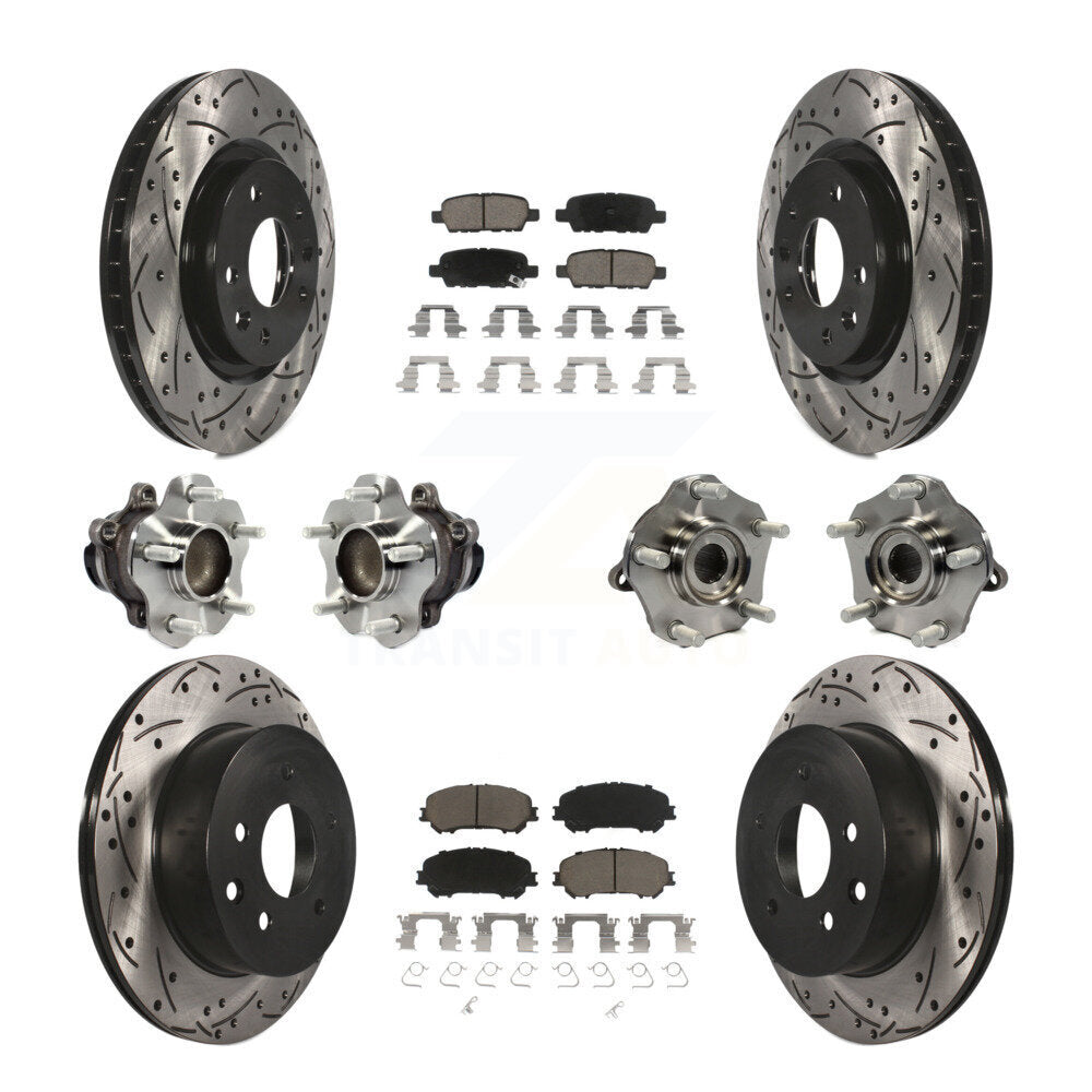Hub Bearing Coated Brake Rotor Pads Front Rear Kit (10Pc) For Nissan Rogue Sport