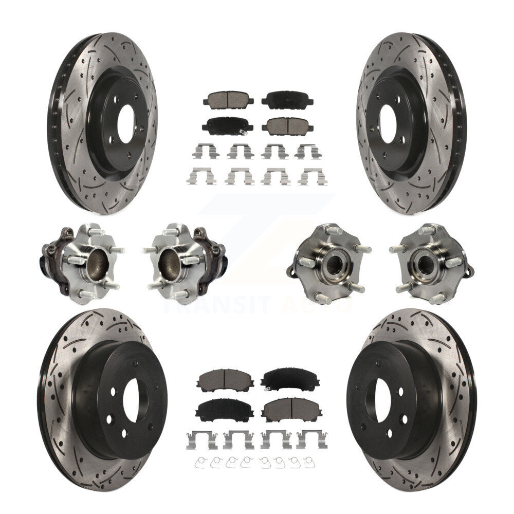 Hub Bearing Coated Disc Brake Rotor & Pad Front Rear Kit (10Pc) For Nissan Rogue