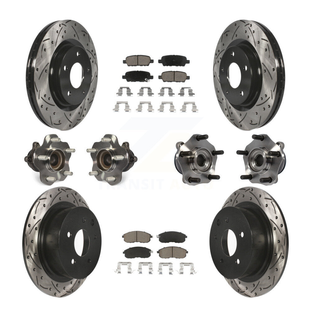 Hub Bearing Coated Disc Brake Rotor Pads Front Rear Kit (10Pc) For Nissan Sentra