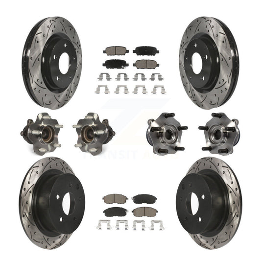 Hub Bearing Coated Disc Brake Rotor Pads Front Rear Kit (10Pc) For Nissan Sentra