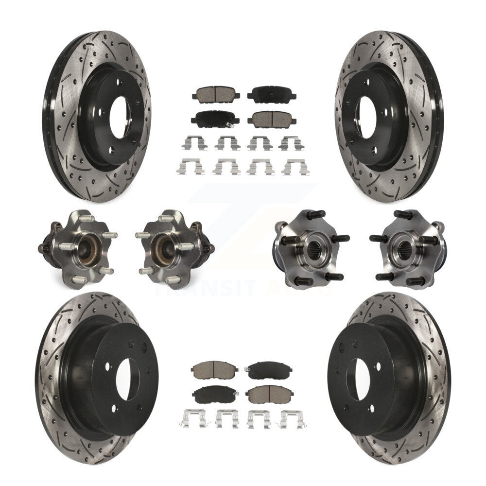 Hub Bearing Coated Disc Brake Rotor Pads Front Rear Kit (10Pc) For Nissan Sentra