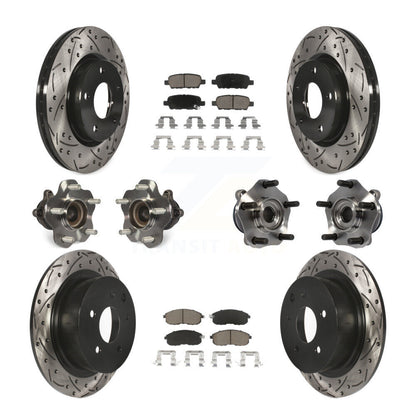 Hub Bearing Coated Disc Brake Rotor Pads Front Rear Kit (10Pc) For Nissan Sentra