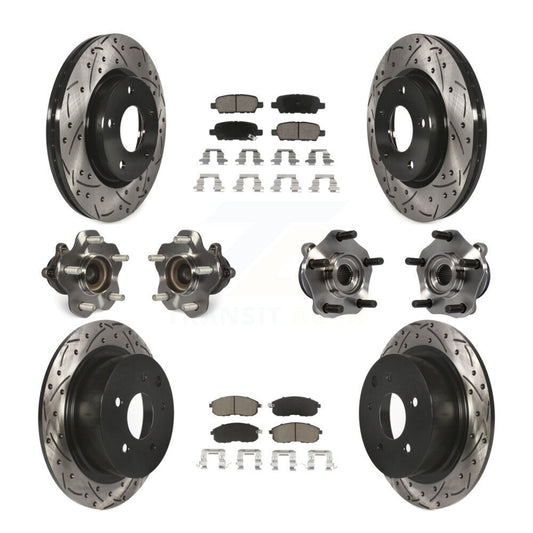 Hub Bearing Coated Disc Brake Rotor Pads Front Rear Kit (10Pc) For Nissan Sentra