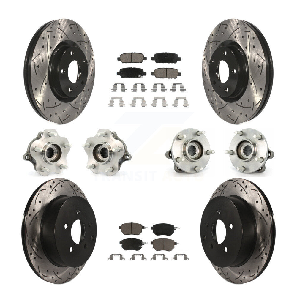 Hub Bearing Coated Brake Rotor & Pad Front Rear Kit (10Pc) For Nissan Murano AWD