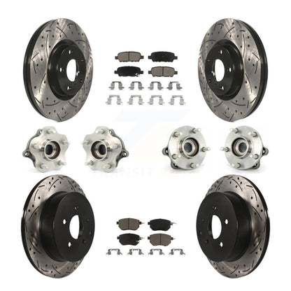 Hub Bearing Coated Brake Rotor & Pad Front Rear Kit (10Pc) For Nissan Murano AWD