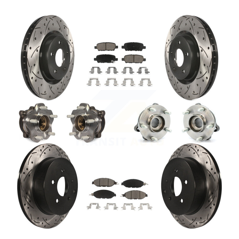 Hub Bearing Coated Brake Rotor & Pad Front Rear Kit (10Pc) For Nissan Pathfinder