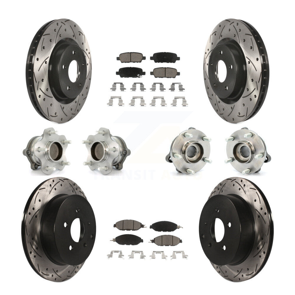 Hub Bearing Coat Brake Rotor Pad Front Rear Kit (10Pc) For Nissan Pathfinder FWD