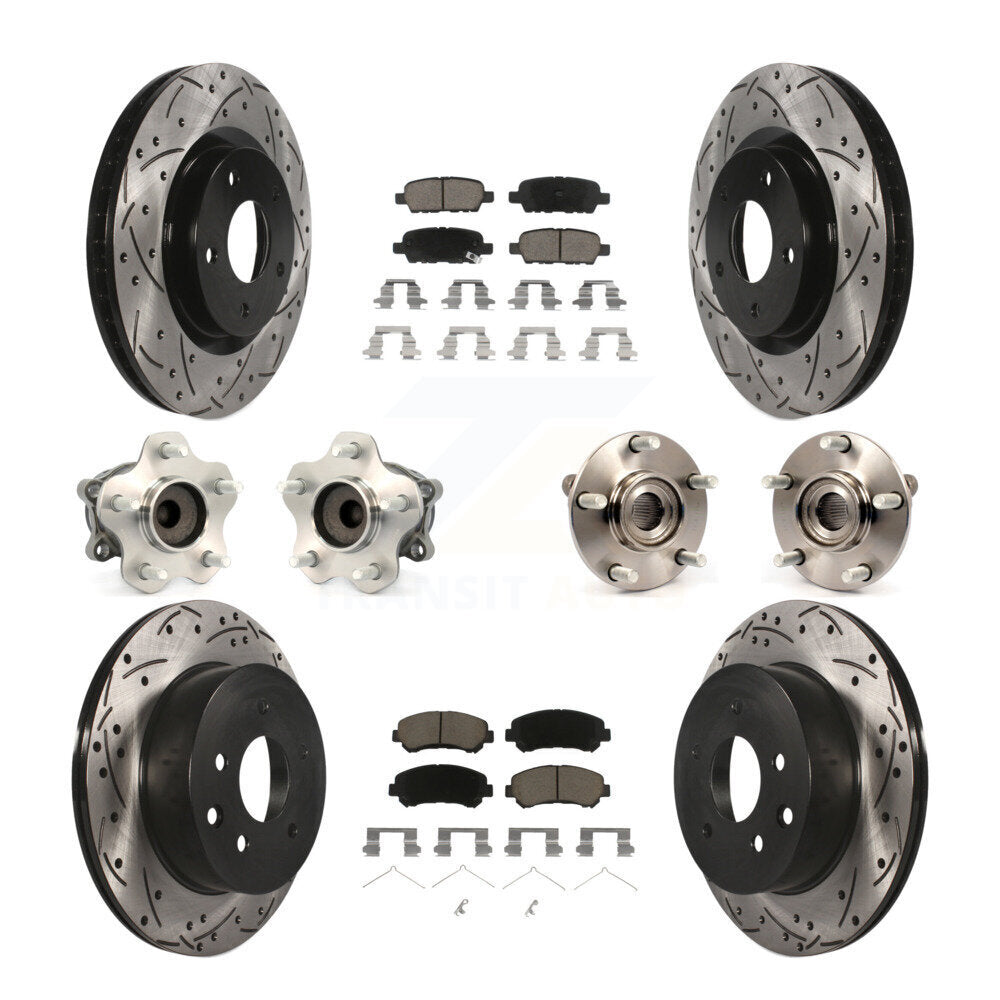 Hub Bearing Coated Brake Rotor Pad Front Rear Kit (10Pc) For Nissan Rogue Select