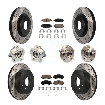 Hub Bearing Coated Brake Rotor & Pads Front Rear Kit (10Pc) For Nissan Rogue AWD
