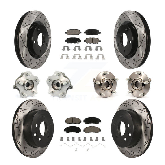 Hub Bearing Coated Brake Rotor & Pads Front Rear Kit (10Pc) For Nissan Rogue AWD