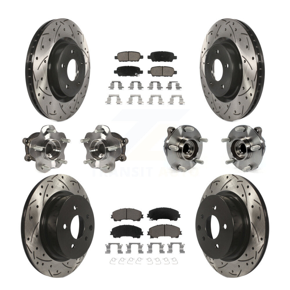 Hub Bearing Coated Brake Rotor & Pad Front Rear Kit (10Pc) For INFINITI QX50 RWD