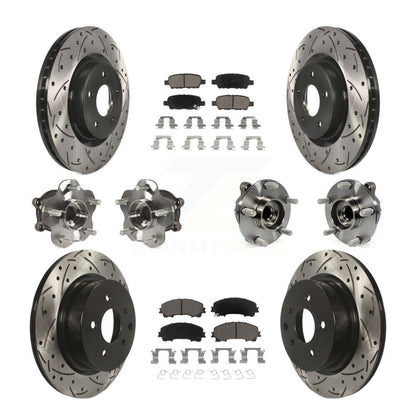 Hub Bearing Coated Brake Rotor & Pad Front Rear Kit (10Pc) For INFINITI QX50 RWD