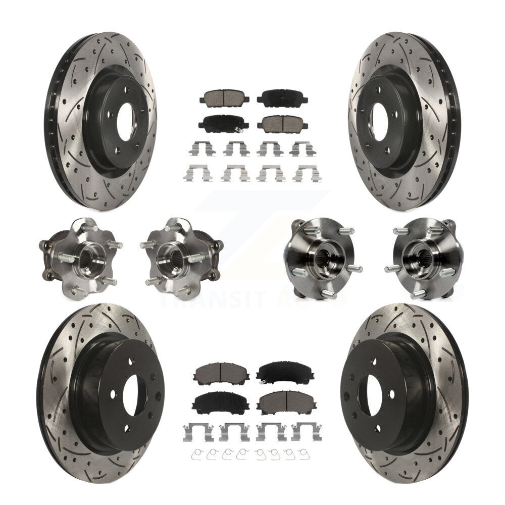 Hub Bearing Coated Brake Rotor & Pad Front Rear Kit (10Pc) For INFINITI QX50 AWD