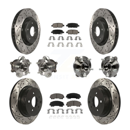 Hub Bearing Coated Brake Rotor & Pad Front Rear Kit (10Pc) For INFINITI QX50 AWD
