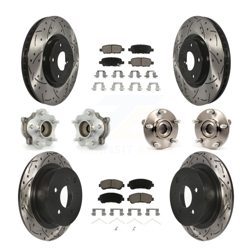 Hub Bearing Coated Disc Brake Rotor Pads Front Rear Kit (10Pc) For Nissan Sentra