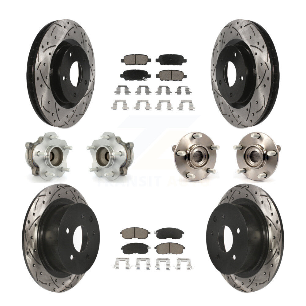 Hub Bearing Coated Disc Brake Rotor Pads Front Rear Kit (10Pc) For Nissan Sentra