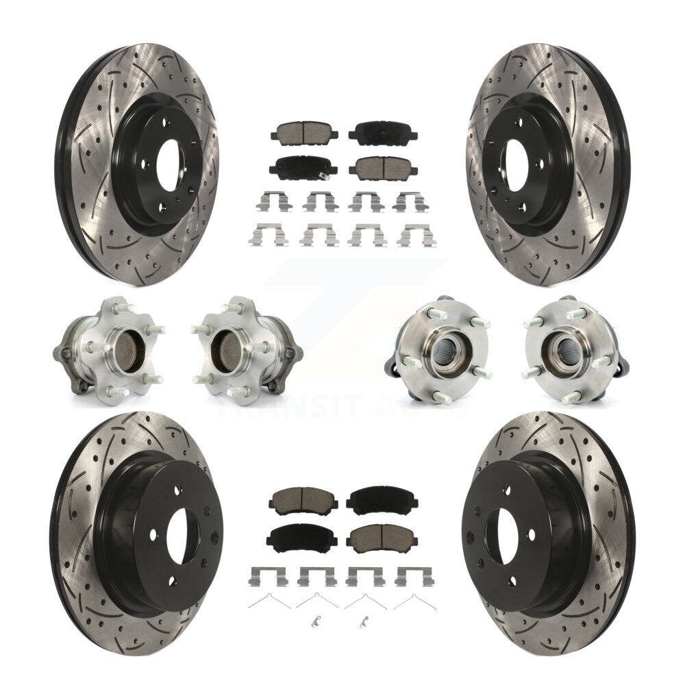 Hub Bearing Coated Disc Brake Rotor Pads Front Rear Kit (10Pc) For Nissan Maxima