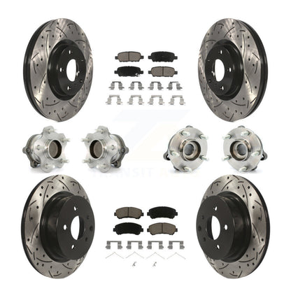 Hub Bearing Coated Disc Brake Rotor Pads Front Rear Kit (10Pc) For Nissan Maxima