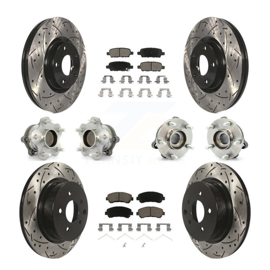 Hub Bearing Coated Disc Brake Rotor Pads Front Rear Kit (10Pc) For Nissan Maxima