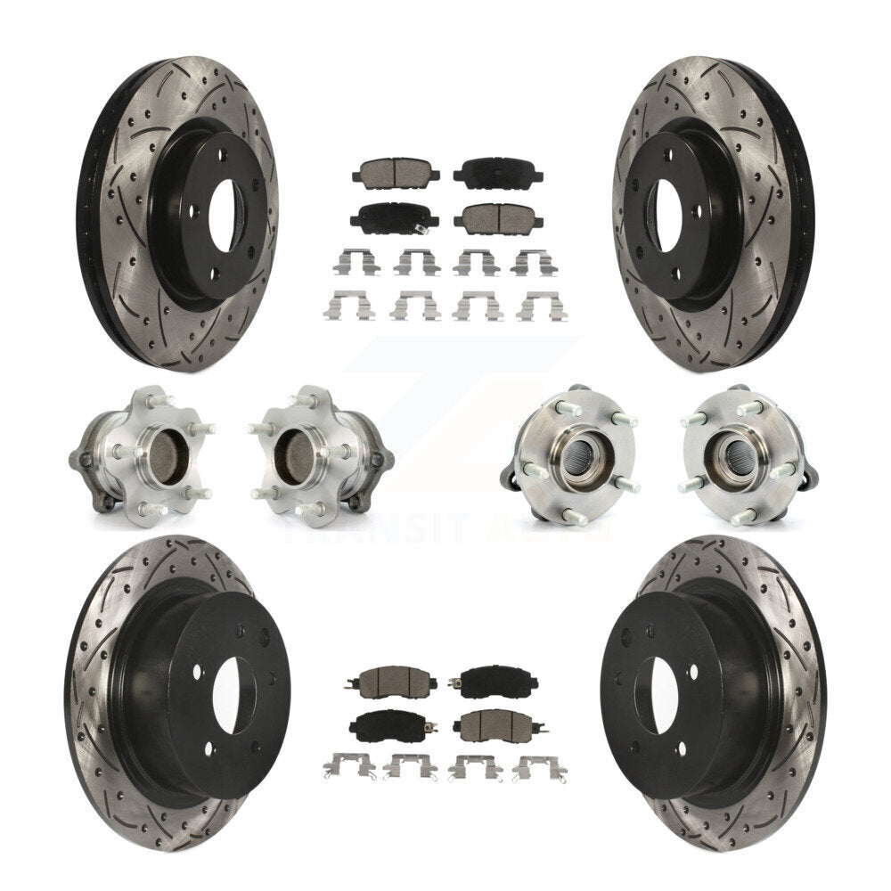 Hub Bearing Coated Disc Brake Rotor Pads Front Rear Kit (10Pc) For Nissan Altima