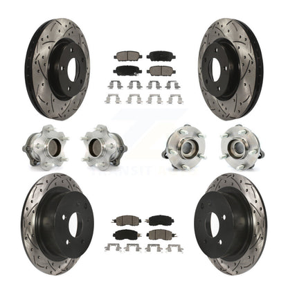 Hub Bearing Coated Disc Brake Rotor Pads Front Rear Kit (10Pc) For Nissan Altima