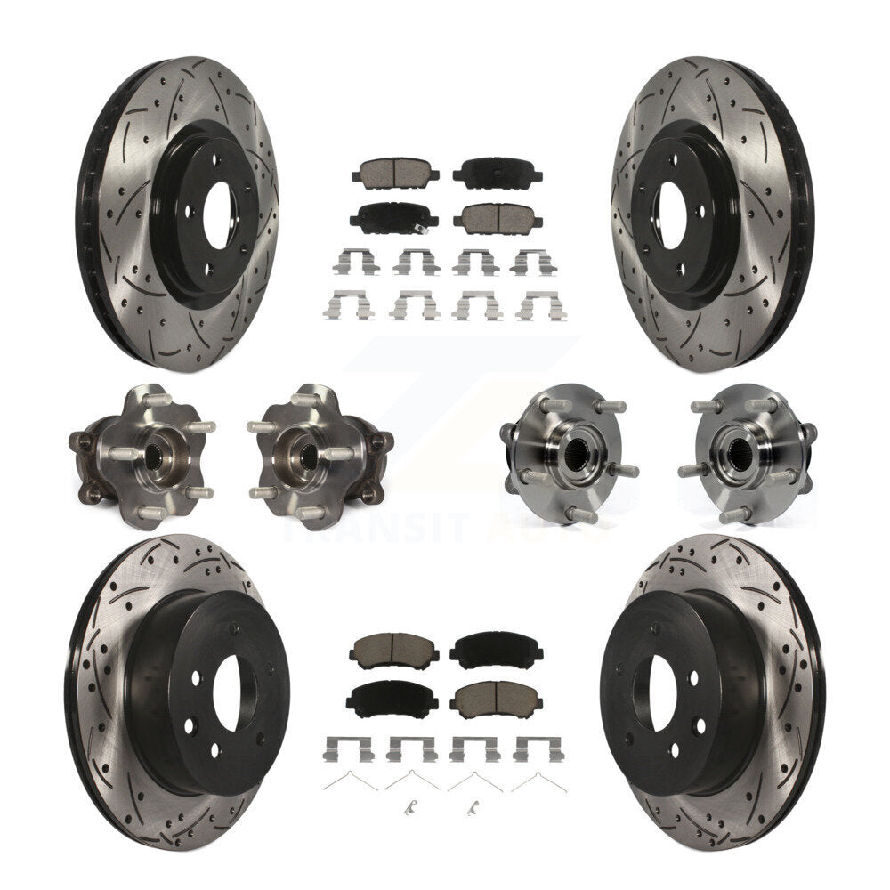 Hub Bearing Coated Disc Brake Rotor & Pads Front Rear Kit (10Pc) For Nissan Juke