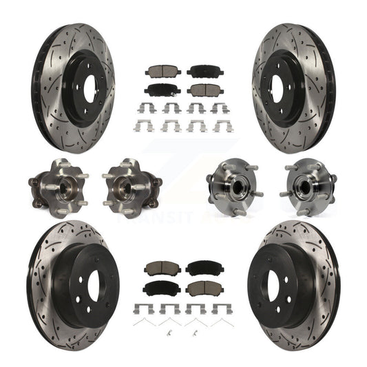 Hub Bearing Coated Disc Brake Rotor & Pads Front Rear Kit (10Pc) For Nissan Juke