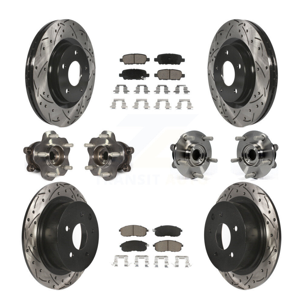 Hub Bearing Coated Disc Brake Rotor & Pads Front Rear Kit (10Pc) For Nissan Juke