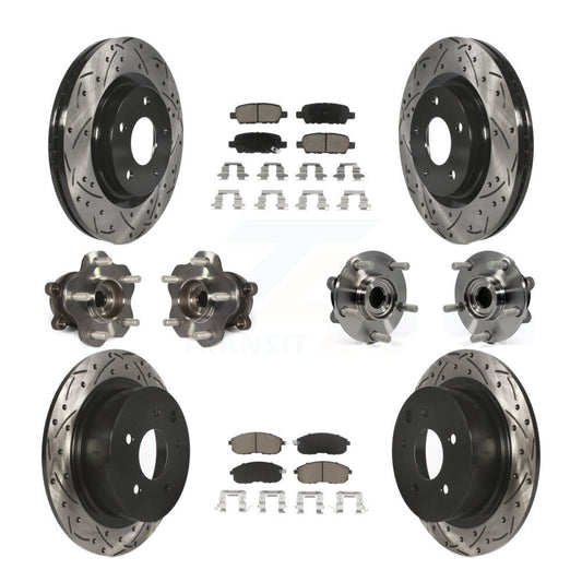 Hub Bearing Coated Disc Brake Rotor & Pads Front Rear Kit (10Pc) For Nissan Juke